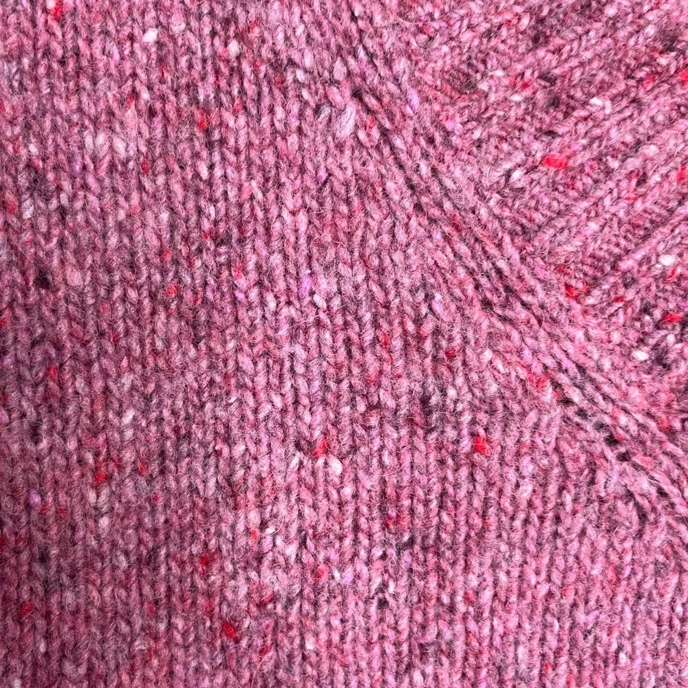Faherty Driftwood Donegal Merino Wool Blend Sweater Oversized S Pink V-Neck Soft